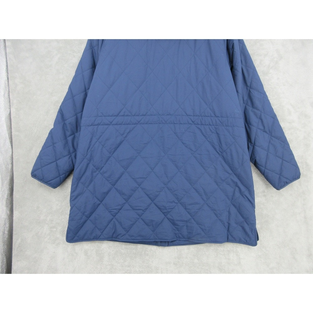 LL Bean Jacket Womens 2X Quilted Hooded Mid Length Pockets Outdoor Full Zip Blue - Picture 7 of 12